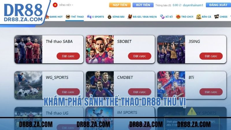Khám phá sảnh Thể Thao DR88 thú vị